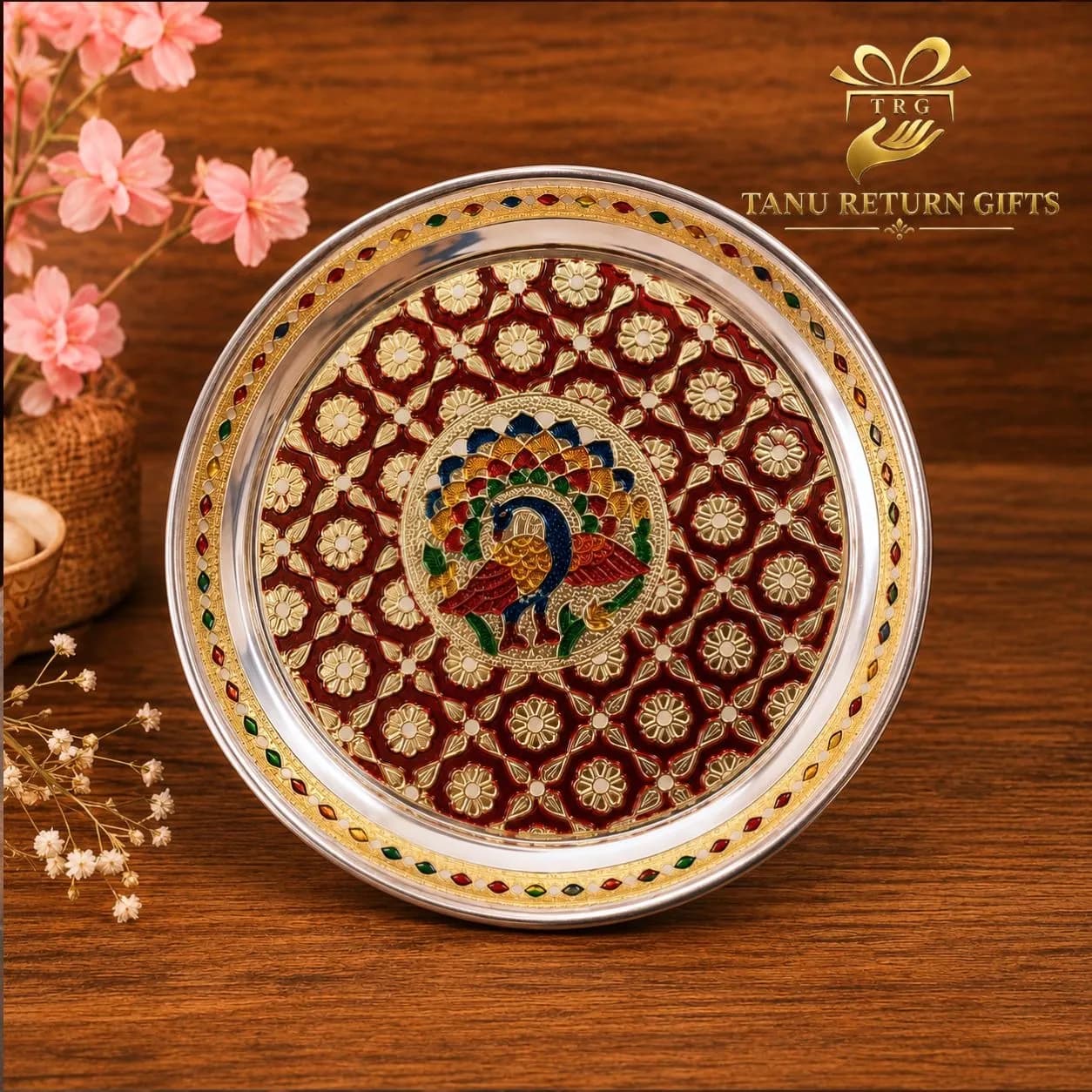 Meenakari Stainless Steel Plate - 8 Inch