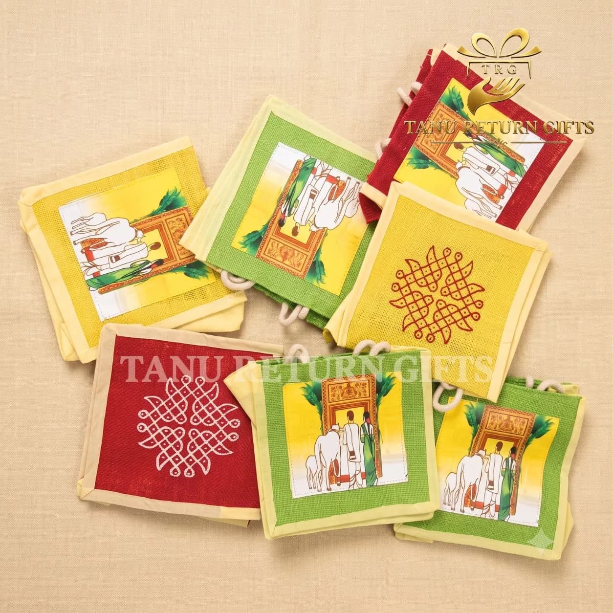 Housewarming Jute Bag with Kolam Print - Image 4