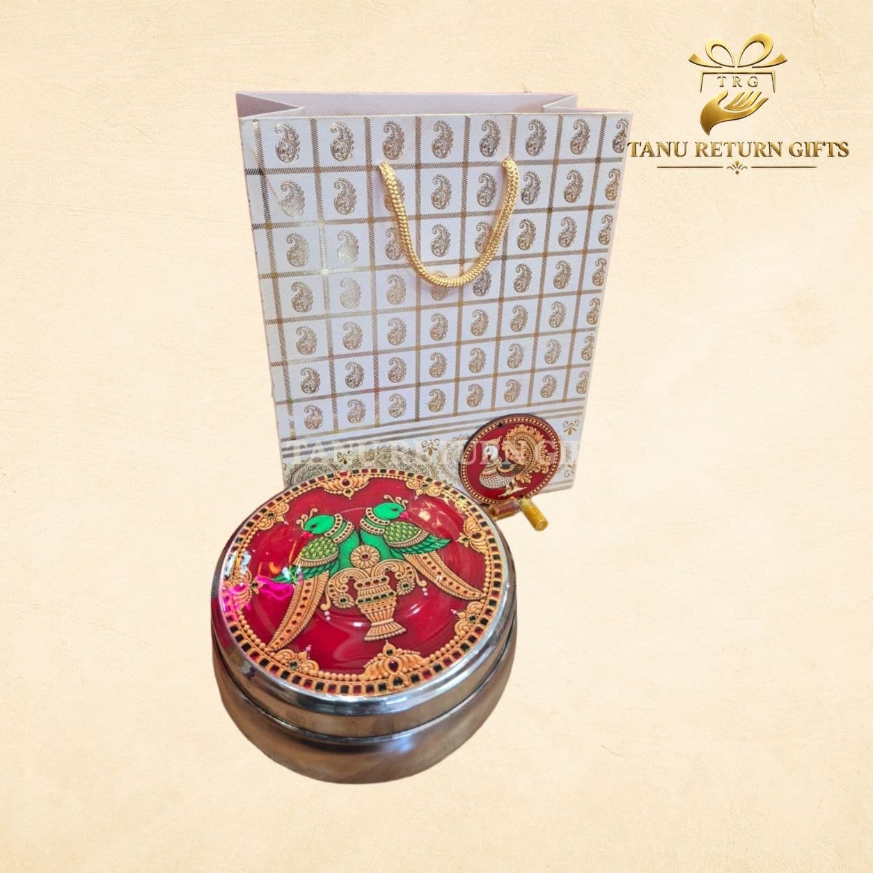 Stainless Steel Tiffin Box Tanjore Prints Gift Combo - Image 3