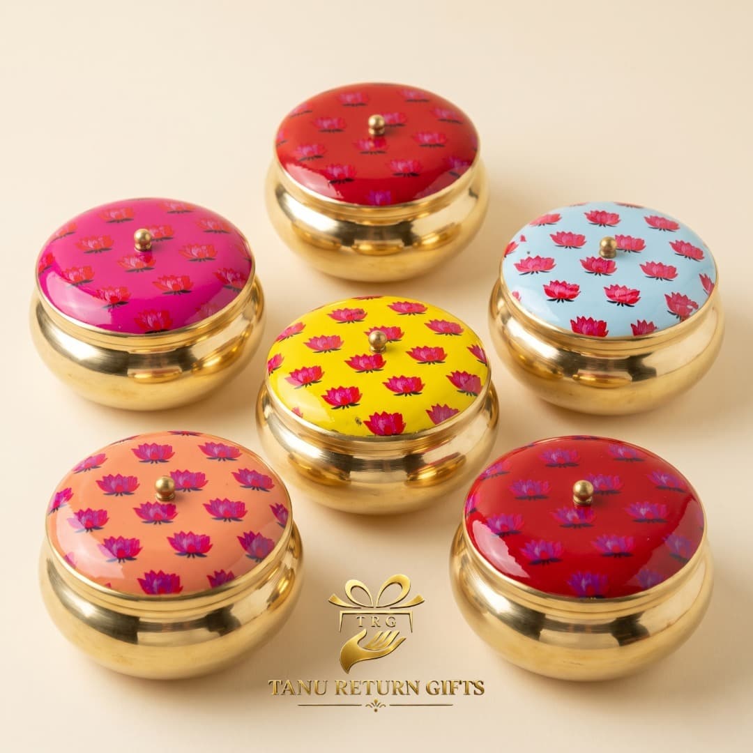Floral Lotus Gold Plated Matki Jar - 5 Inch - Image 2