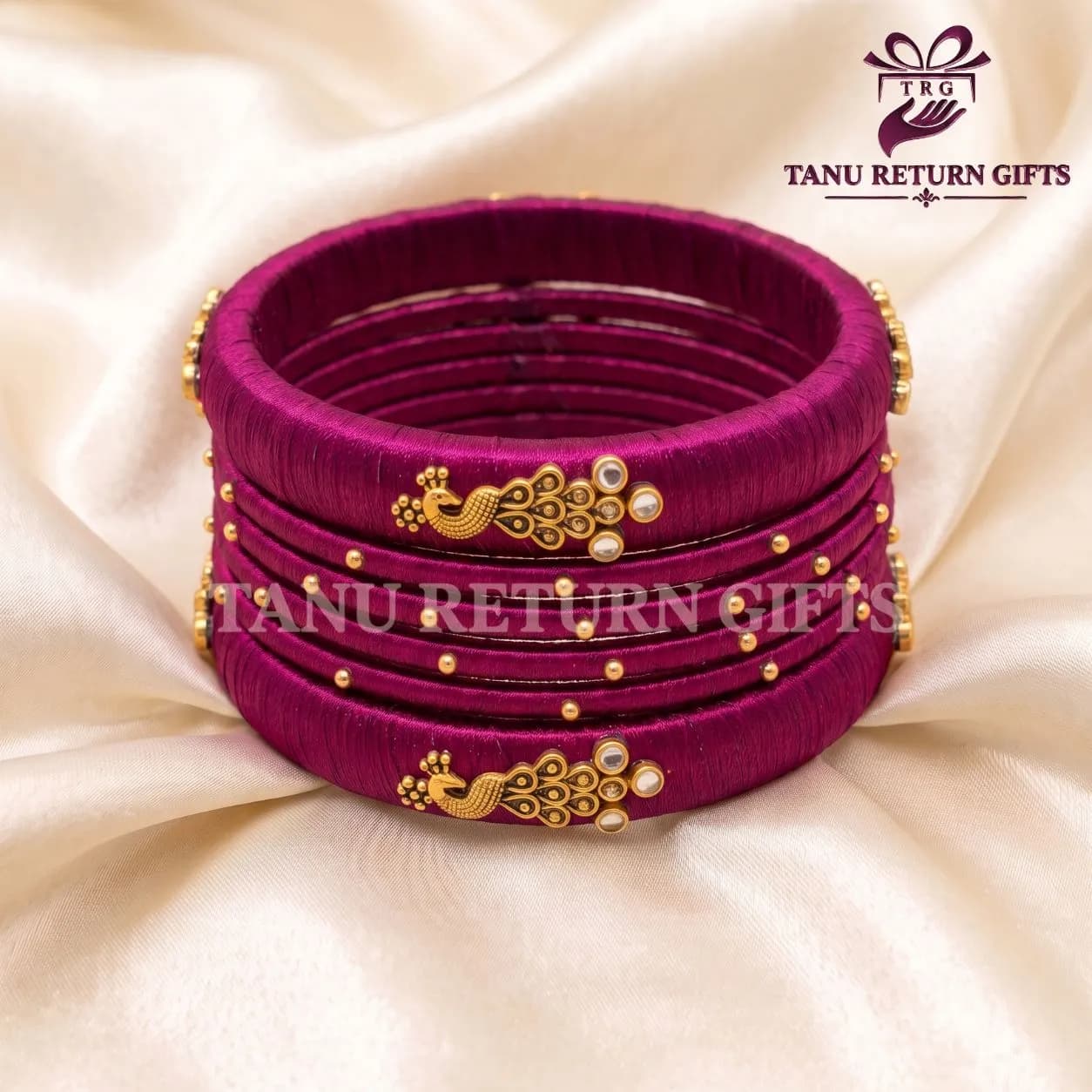 Peacock Silk Thread Bangles Set(2.4 Inch) - Image 1