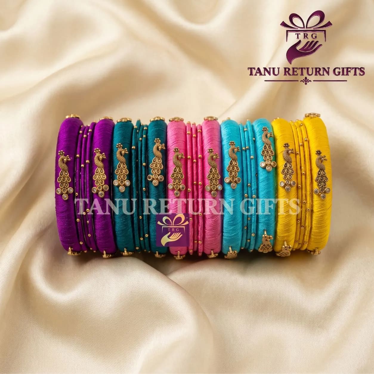 Peacock Silk Thread Bangles Set(2.4 Inch) - Image 2