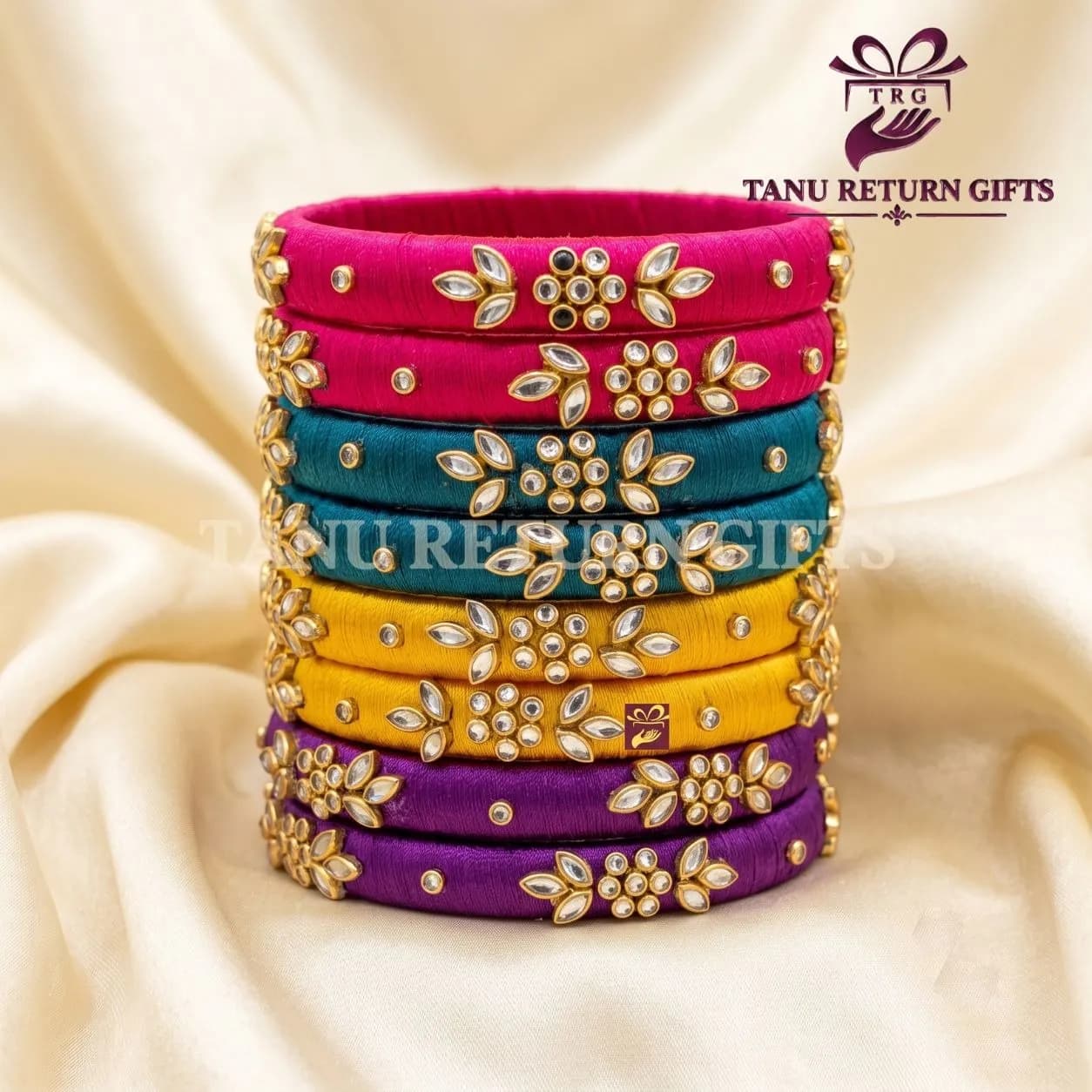 Kada Silk Thread Kundan Bangles(2.4 Inch) - Image 1