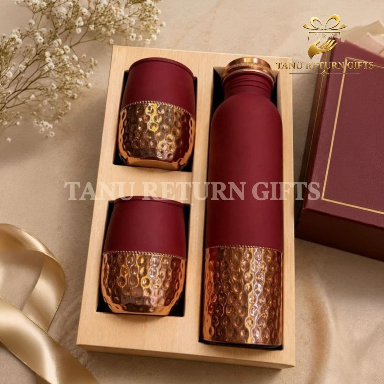 Copper Bottle with Two Glasses | Premium Return Gift - Image 1