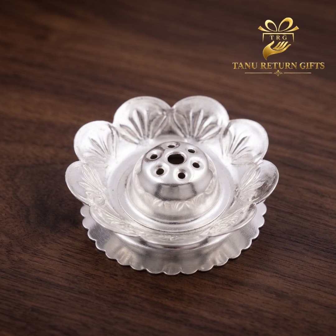 German Silver Floral Agarbatti Stand - Image 1