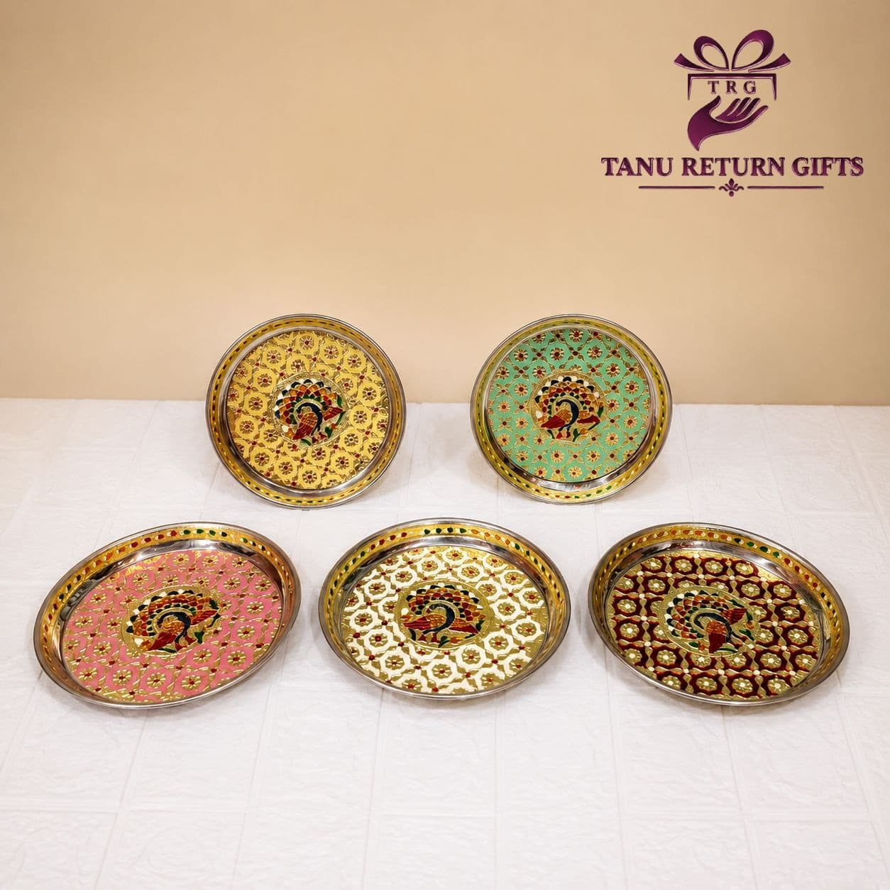 Meenakari Stainless Steel Plate - 8 Inch - Image 3