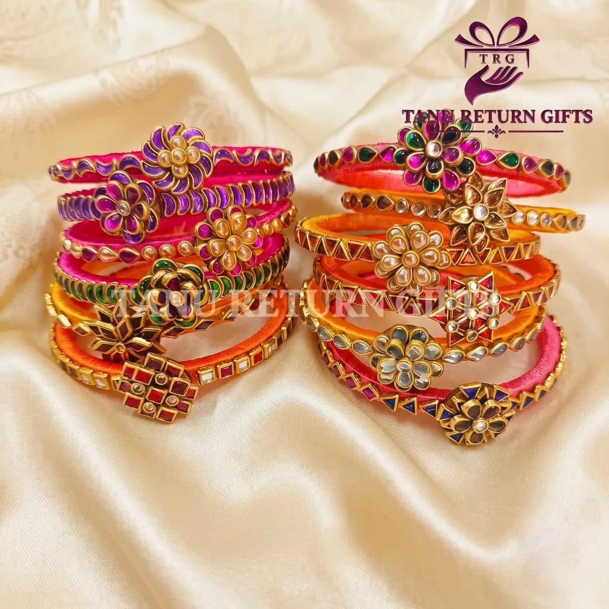 Kundan Stone Bracelet Silk Thread Bangle(2.4 Inch) - Image 1