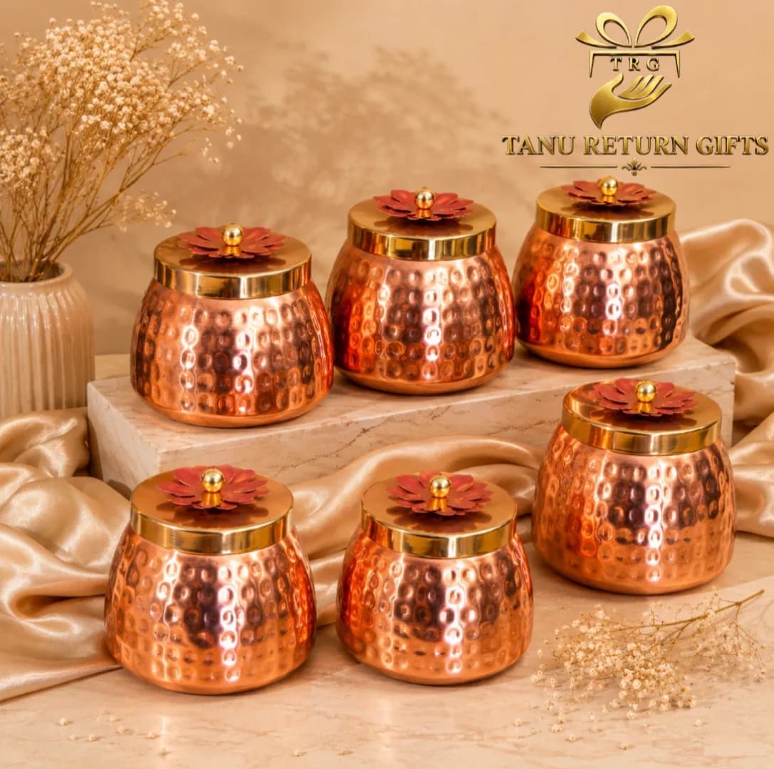 Hammered copper conical jar size-5 inch - Image 1