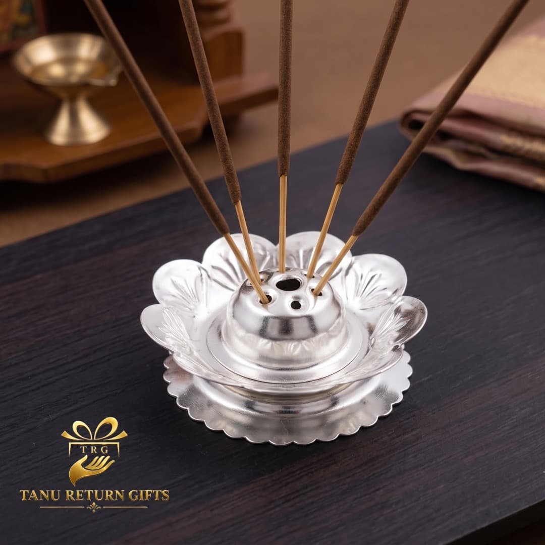 German Silver Floral Agarbatti Stand - Image 2
