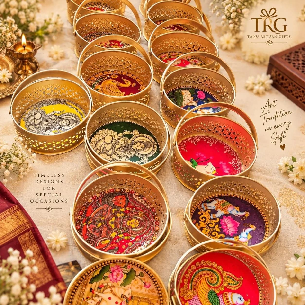Golden Puja Basket - 6 Inch - Image 3