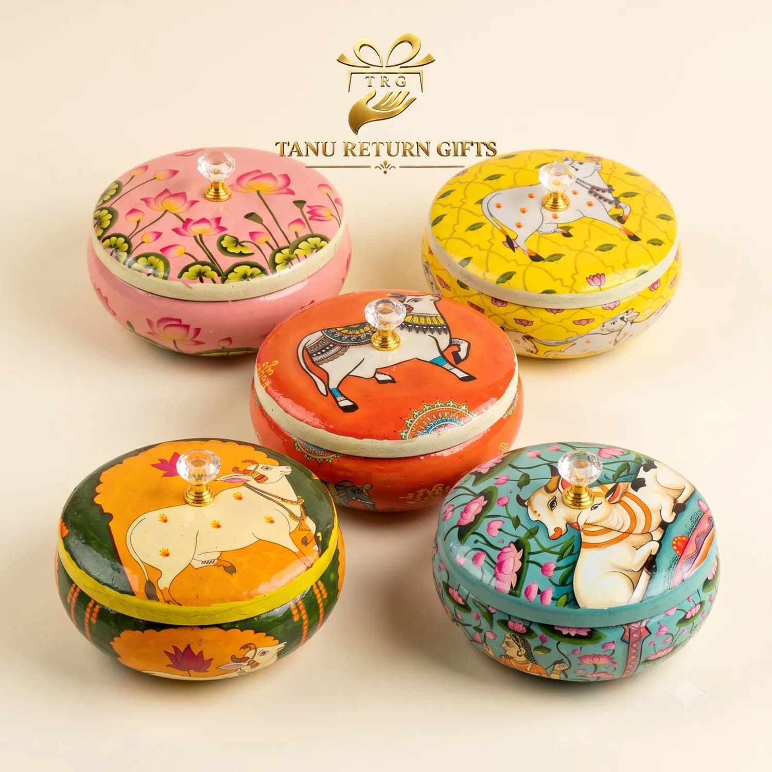 Pichwai Floral Matki Jar – 4 Inch - Image 2