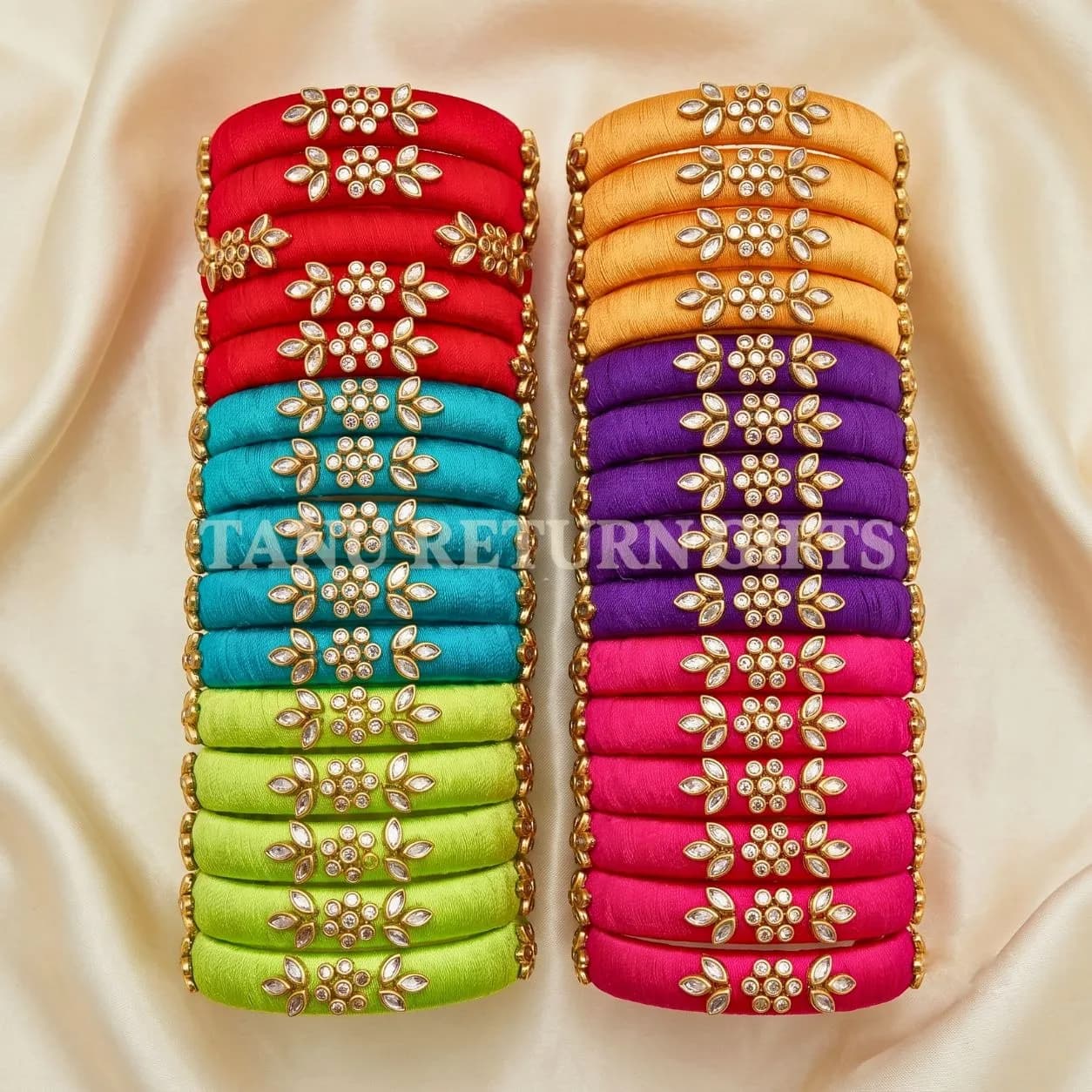 Kada Silk Thread Kundan Bangles(2.4 Inch) - Image 2