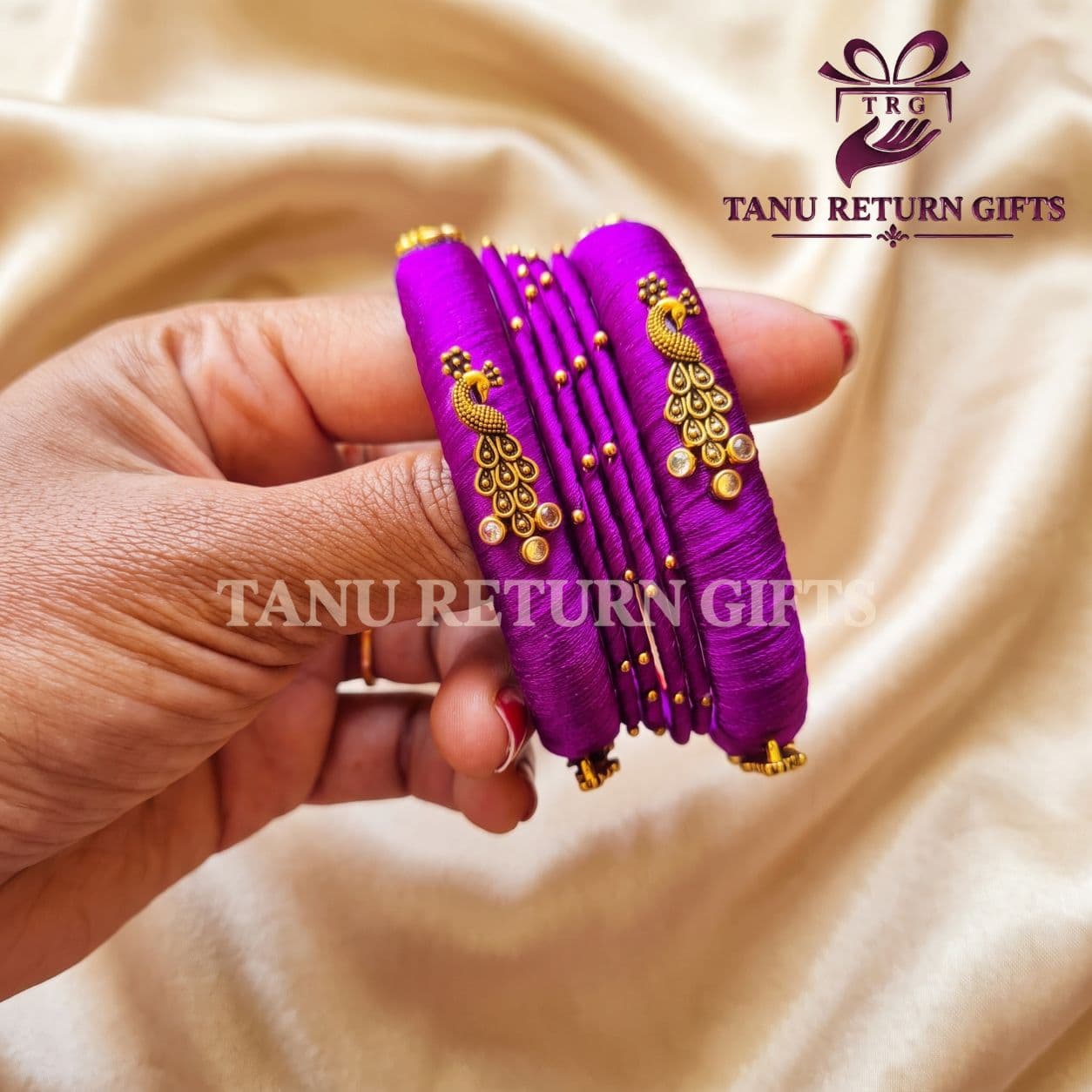Peacock Silk Thread Bangles Set(2.4 Inch) - Image 3