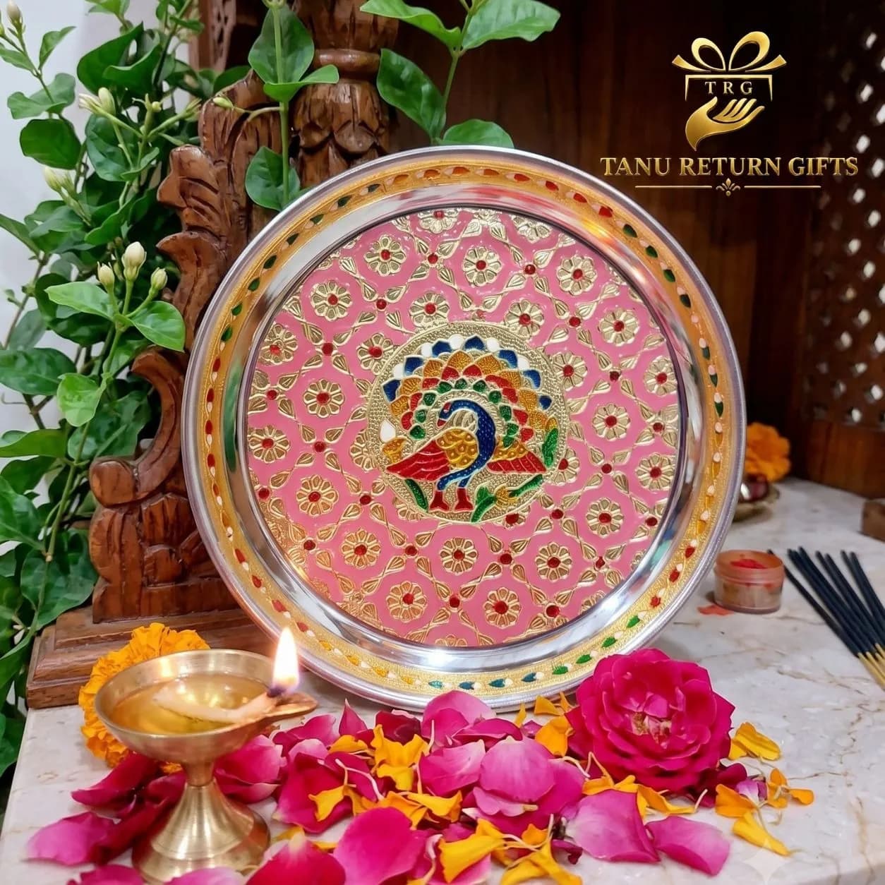 Meenakari Stainless Steel Plate - 8 Inch - Image 2