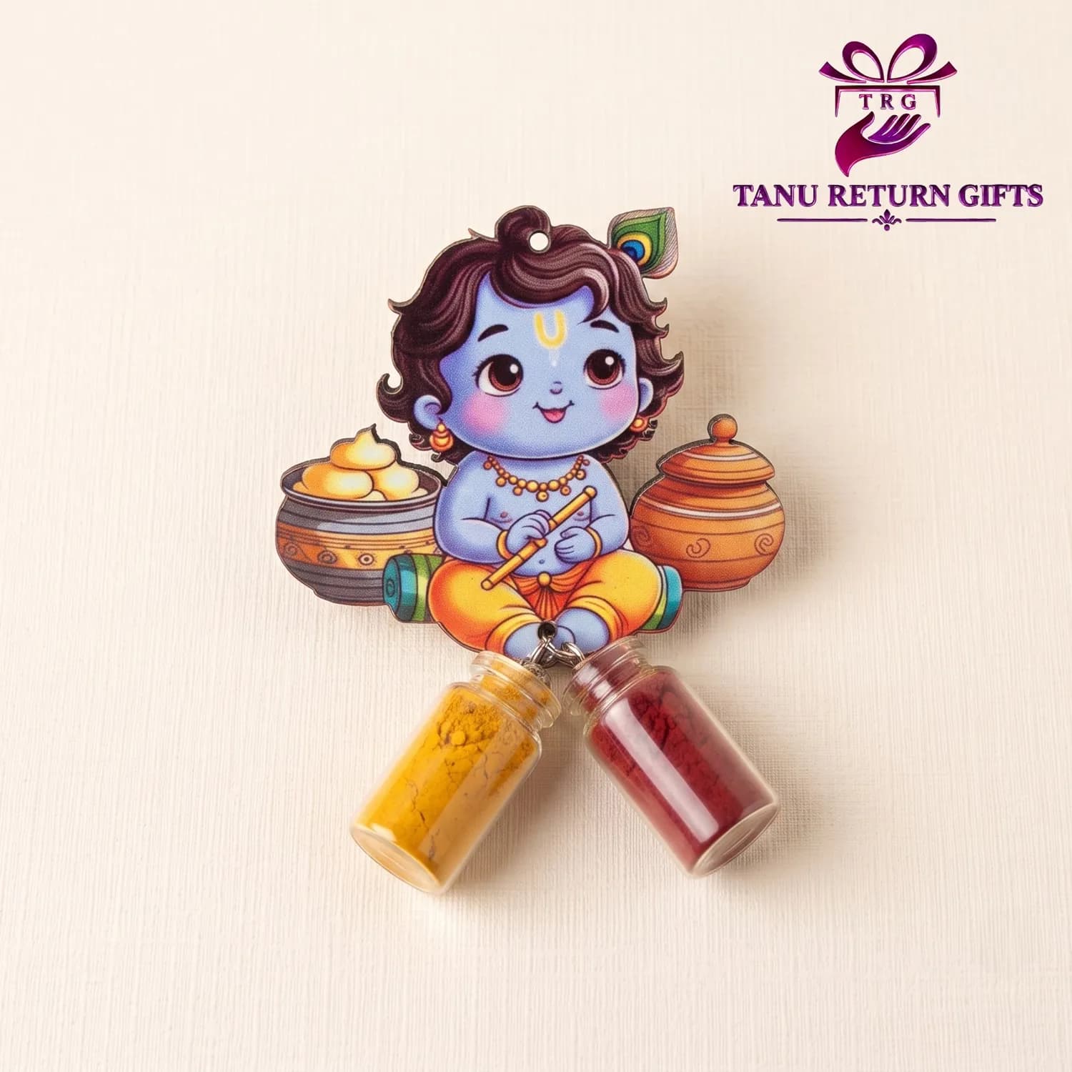 Krishna MDF Cutout Haldi Kumkum