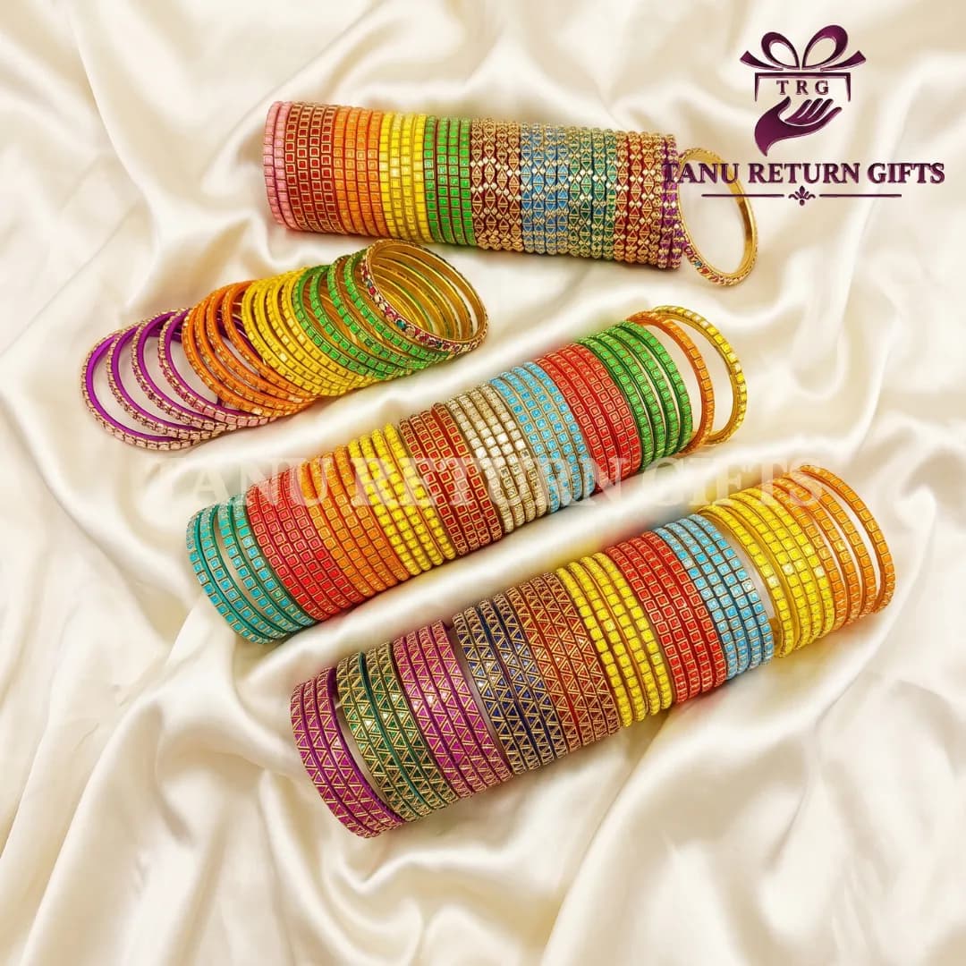Bridal Kundan Stone Silk Thread Bangles(2.4 Inch) - Image 2