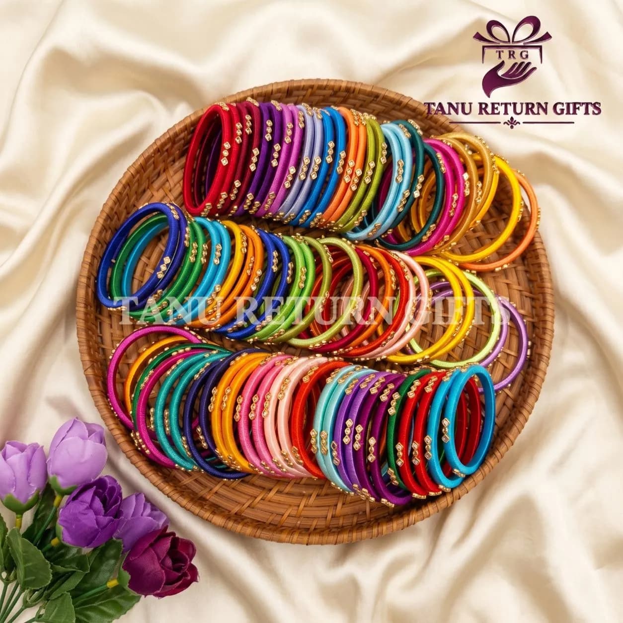 Silk Thread Kundan Stone Bangles(2.4 Inch) - Image 3