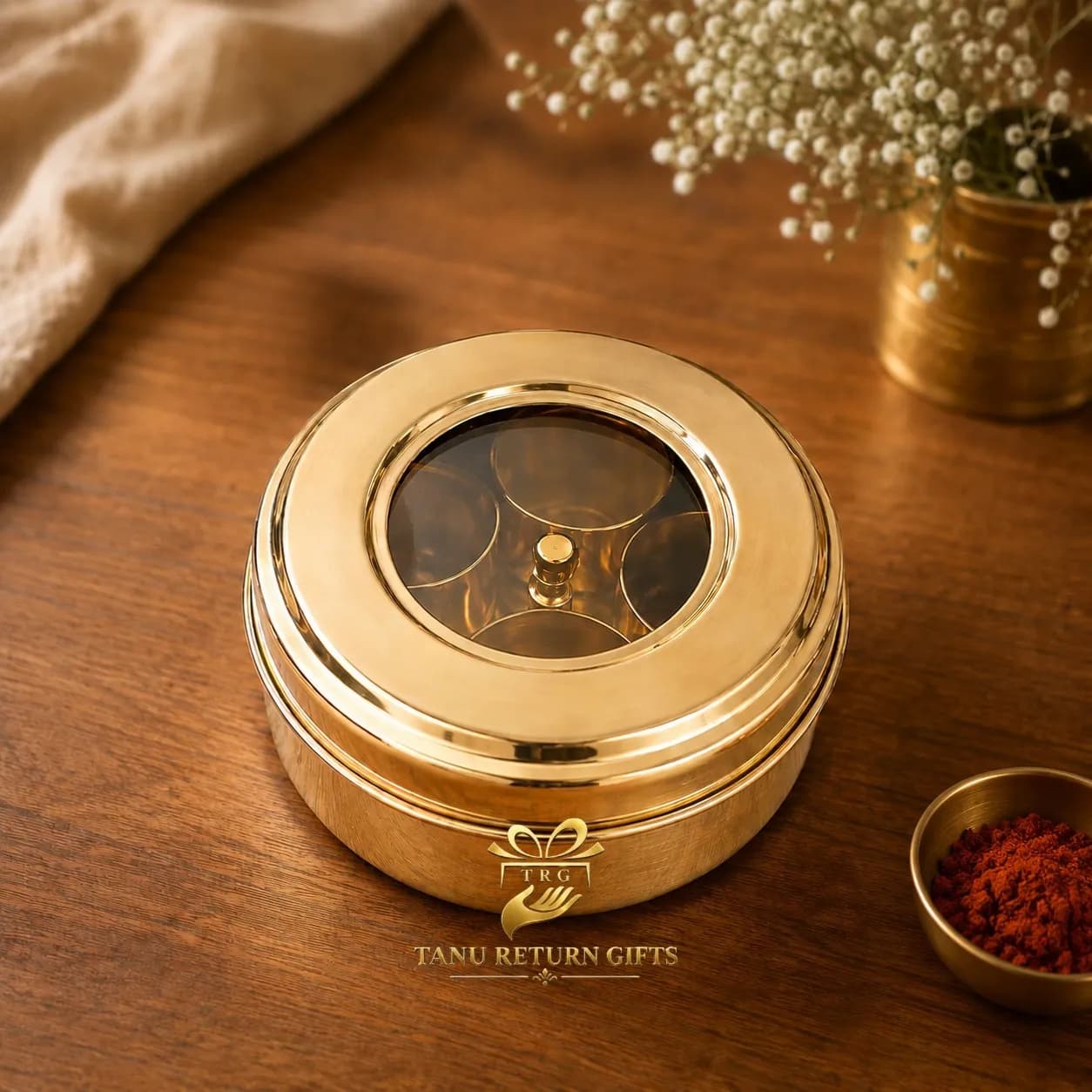 Brass Window Spice Box - 4 inch - Image 2