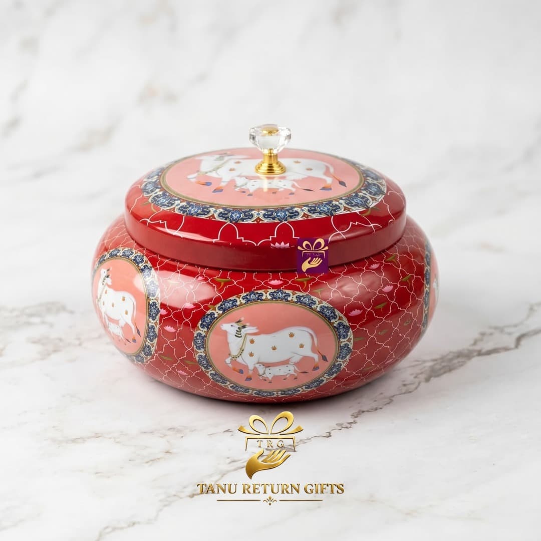 Pichwai Floral Matki Jar – 4 Inch - Image 1