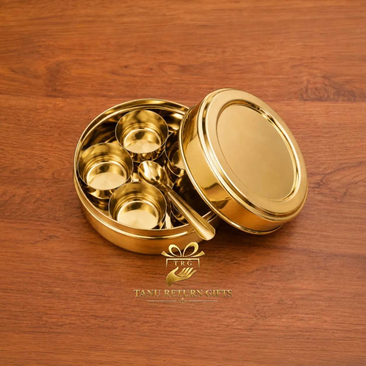 Brass Puja and Spice Box - 4 Inch - Image 2