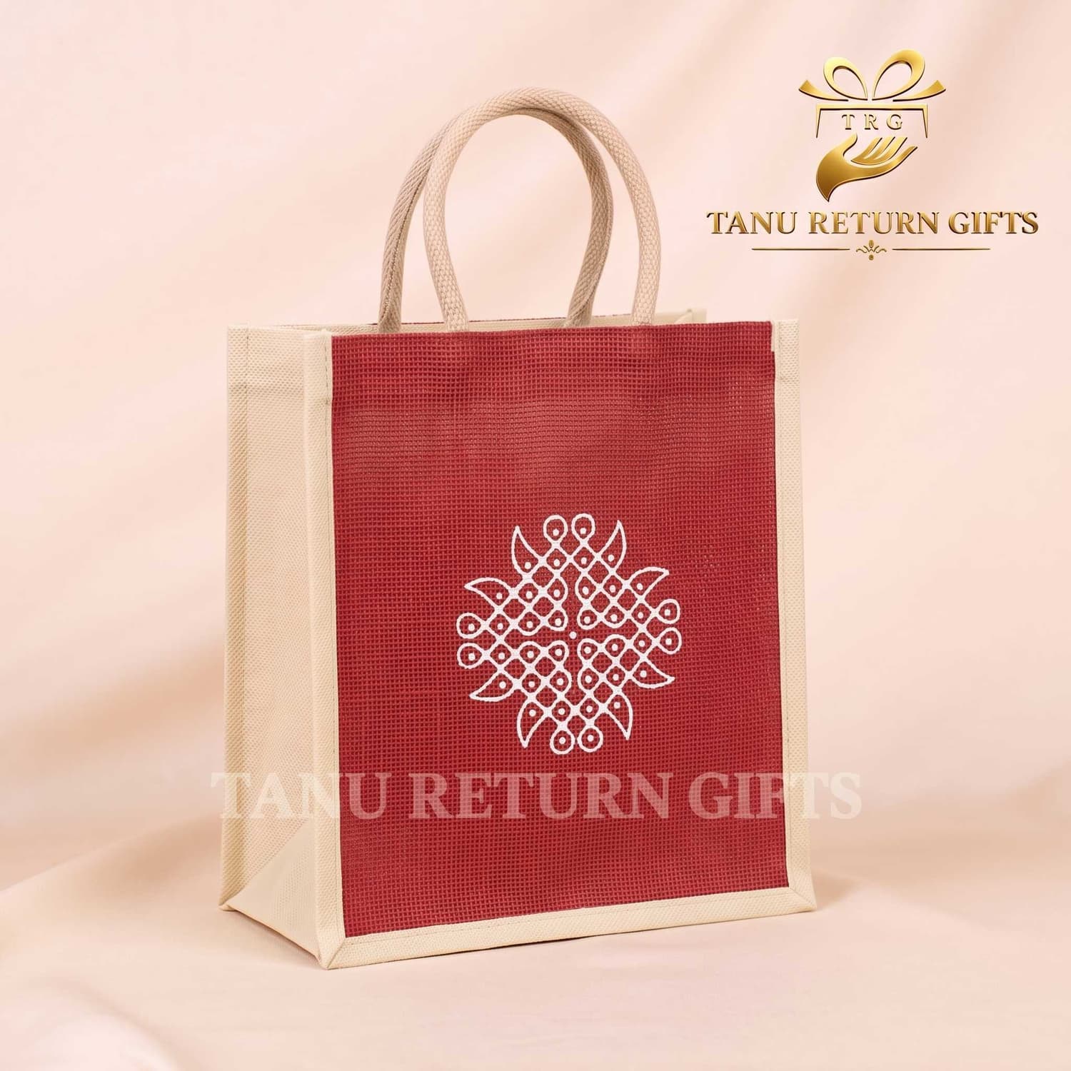 Housewarming Jute Bag with Kolam Print - Image 2