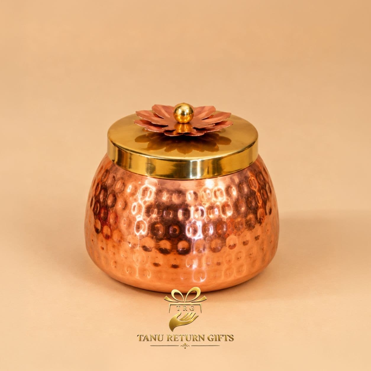 Copper Hammered Conical Jar - 4 inch - Image 1