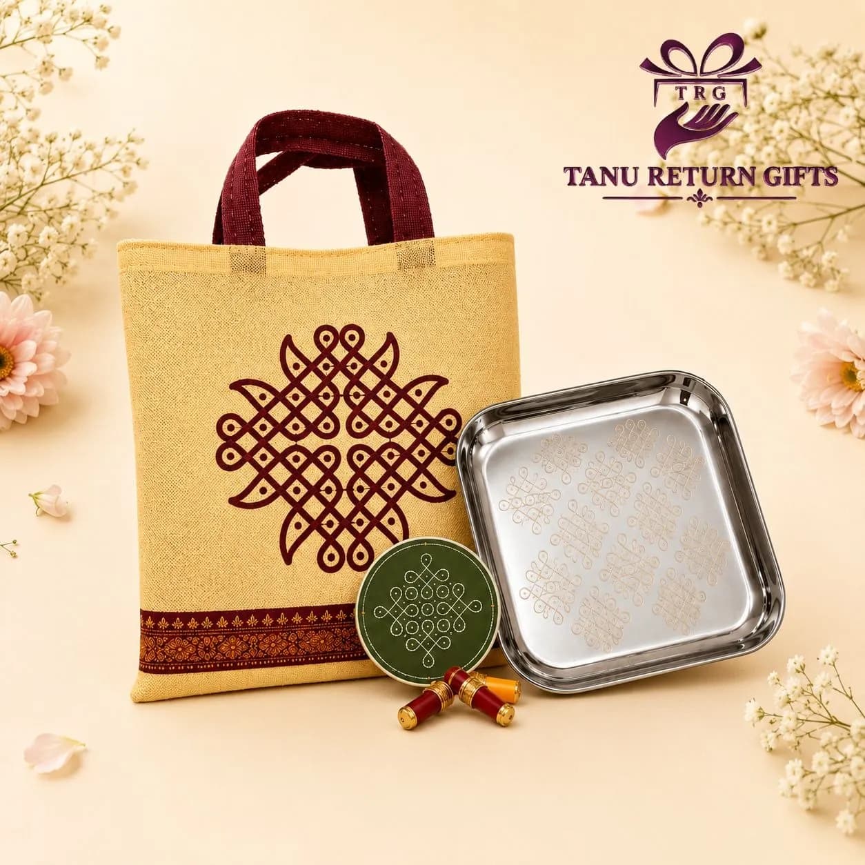 Kolam Plate and Bag - Puja Combo 4