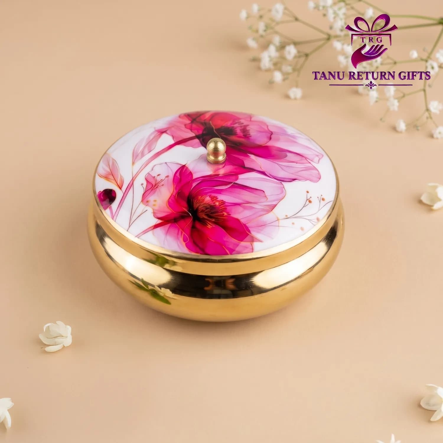 Floral Gold Plated Matki Jar - 5 Inch