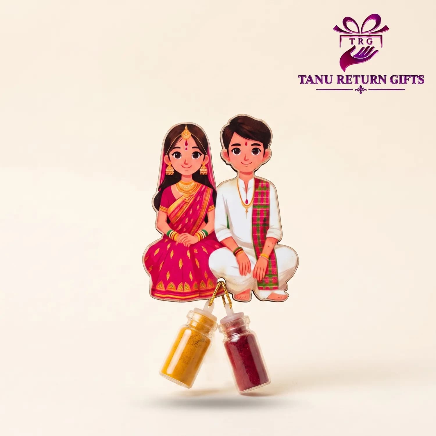 Couple MDF Cutout Haldi Kumkum - Image 2