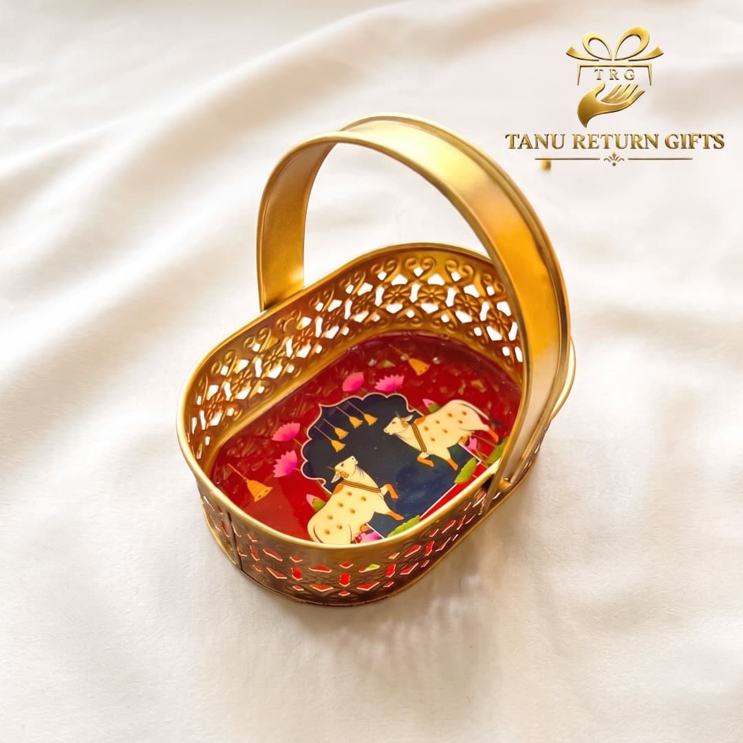 Pichwai Floral Basket - 6 Inch