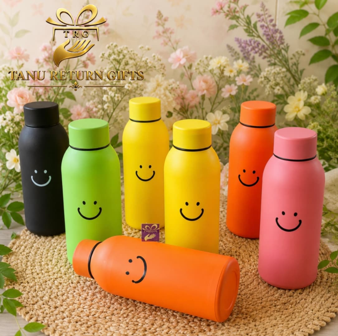 Smiley Glass Water Bottle