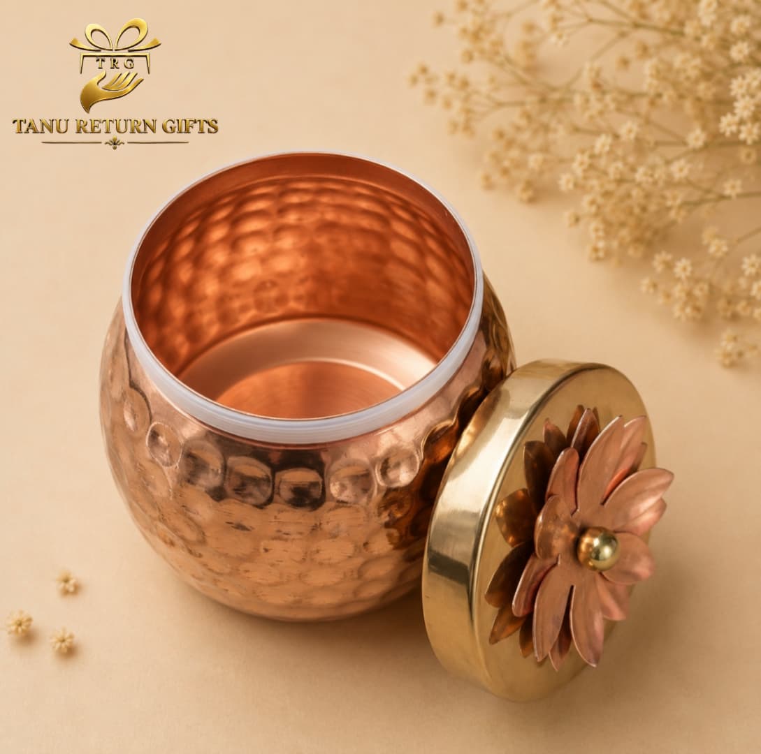 Hammered copper conical jar size-4 inch - Image 2