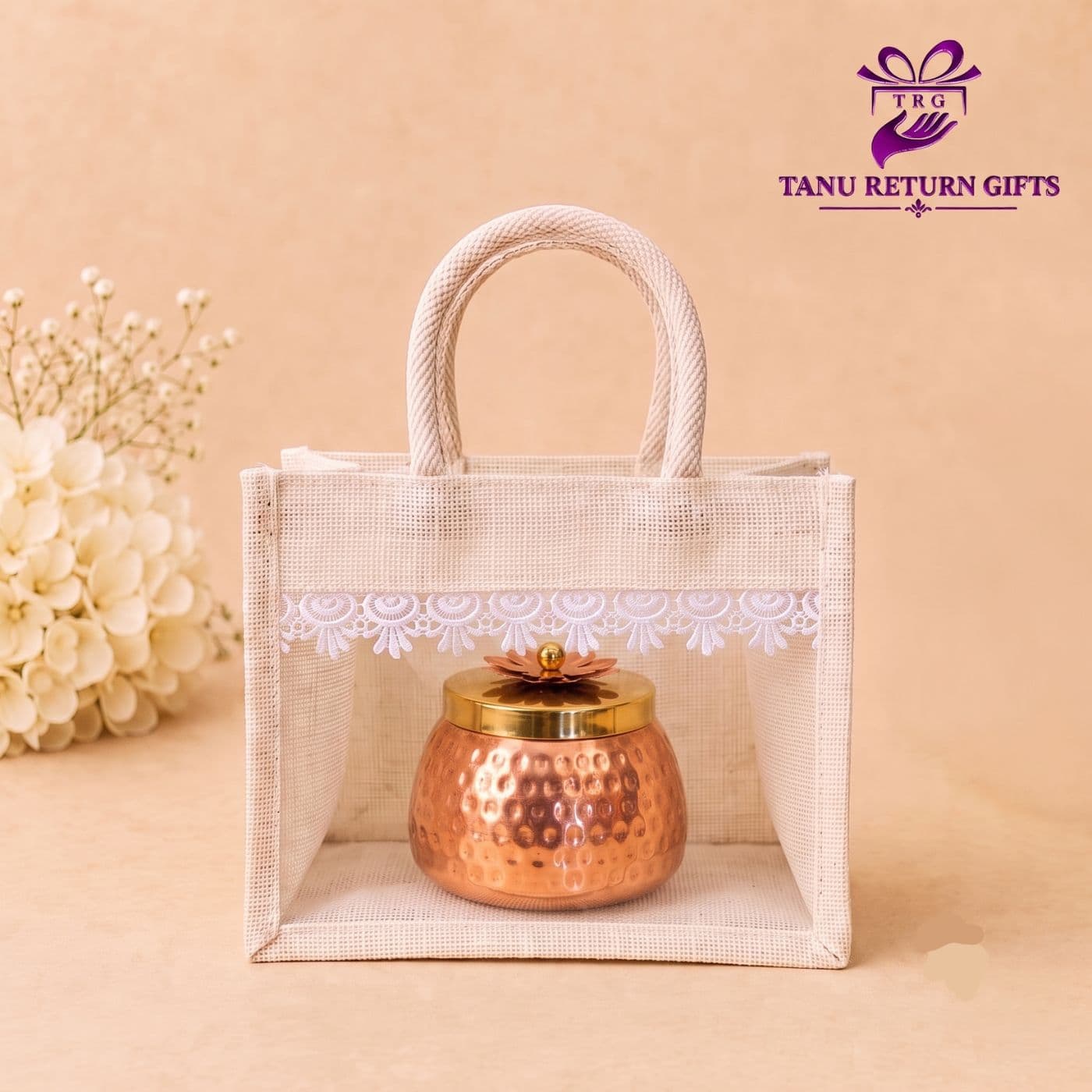Copper Jar with Jute Bag