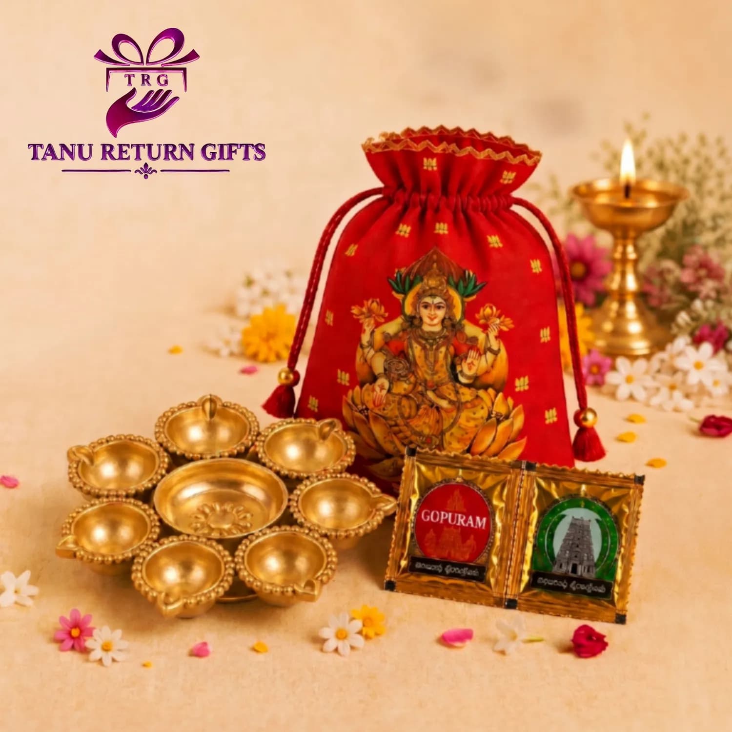 Diya Urli with Lakshmi Potli Bag - Puja Combo 6