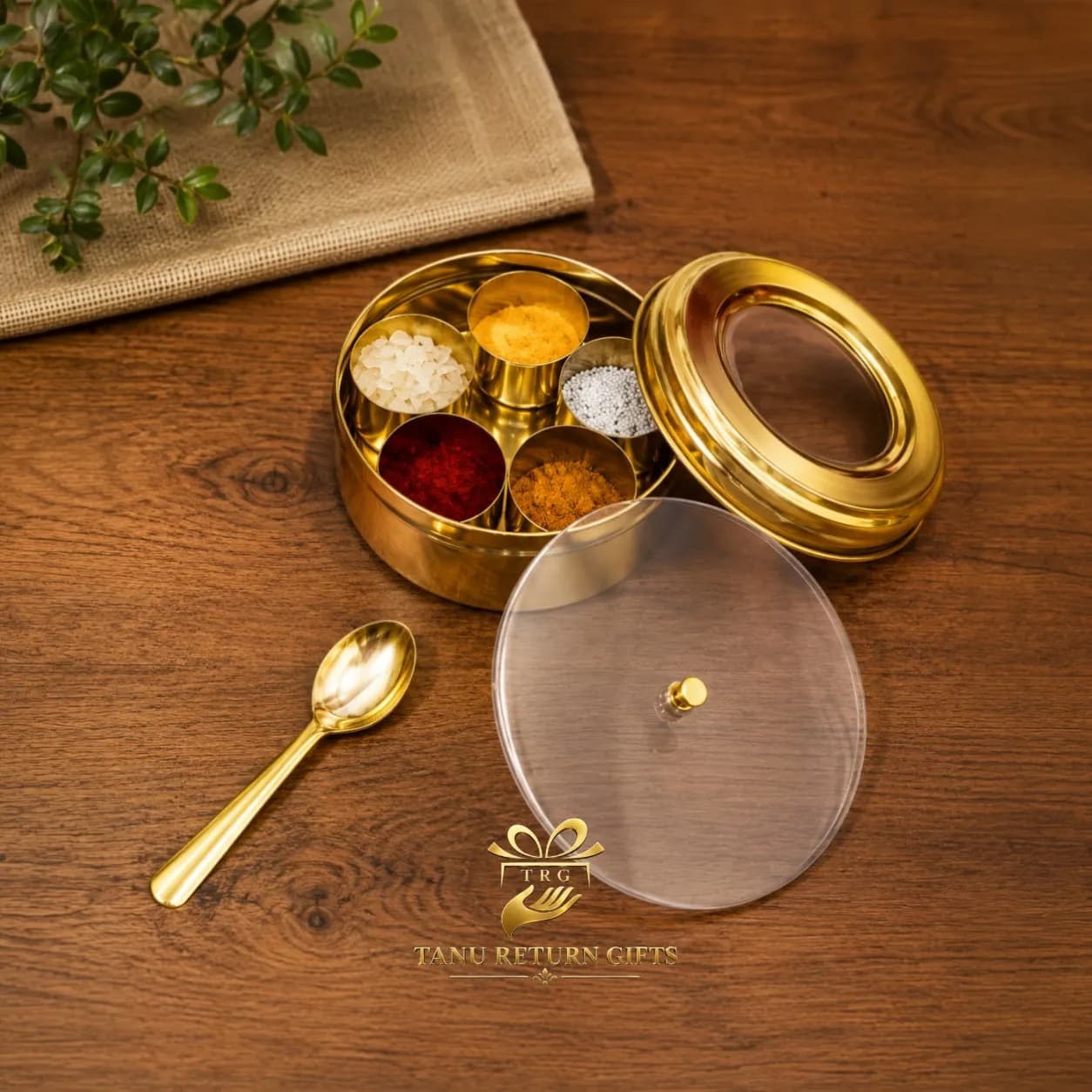 Brass Window Spice Box - 4 inch