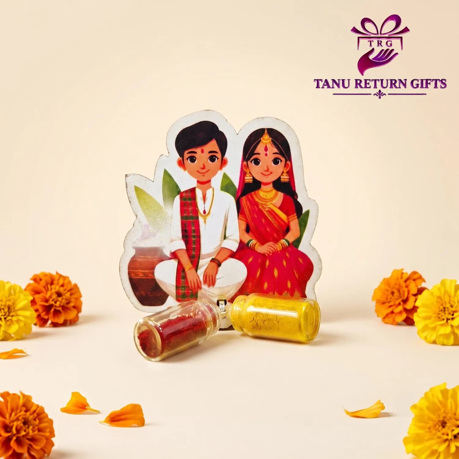 Couple MDF Cutout Haldi Kumkum