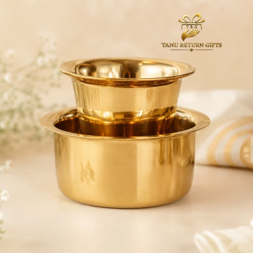 Brass Coffee Dabara Set - Plain - Image 1