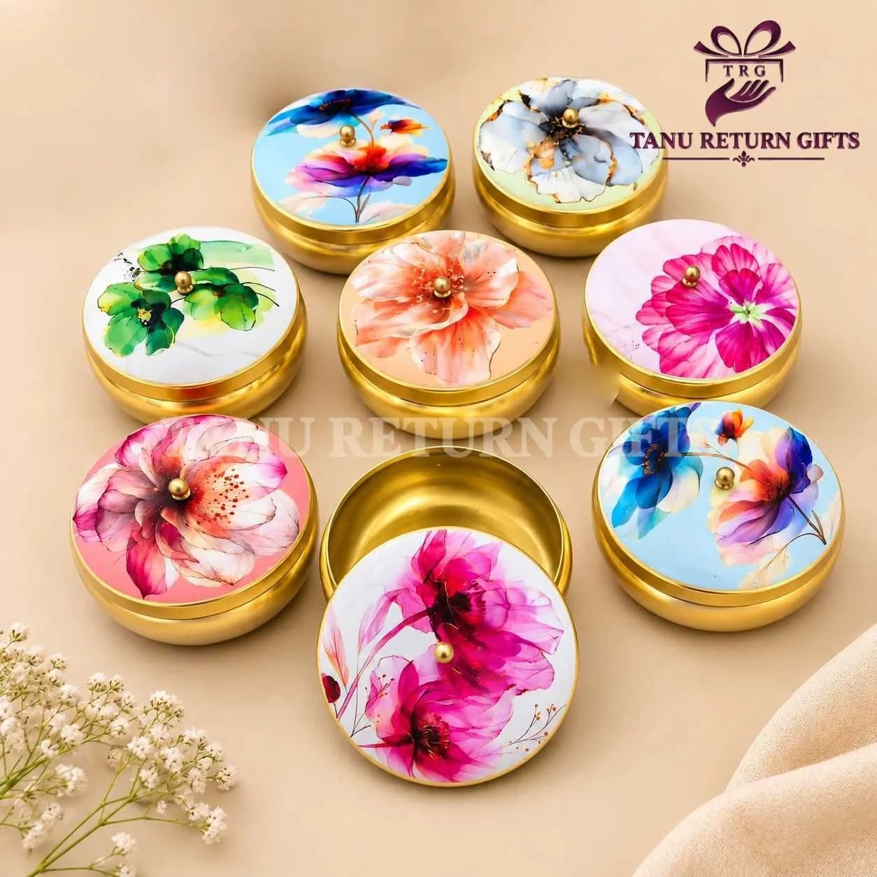 Floral Gold Plated Matki Jar - 5 Inch - Image 2