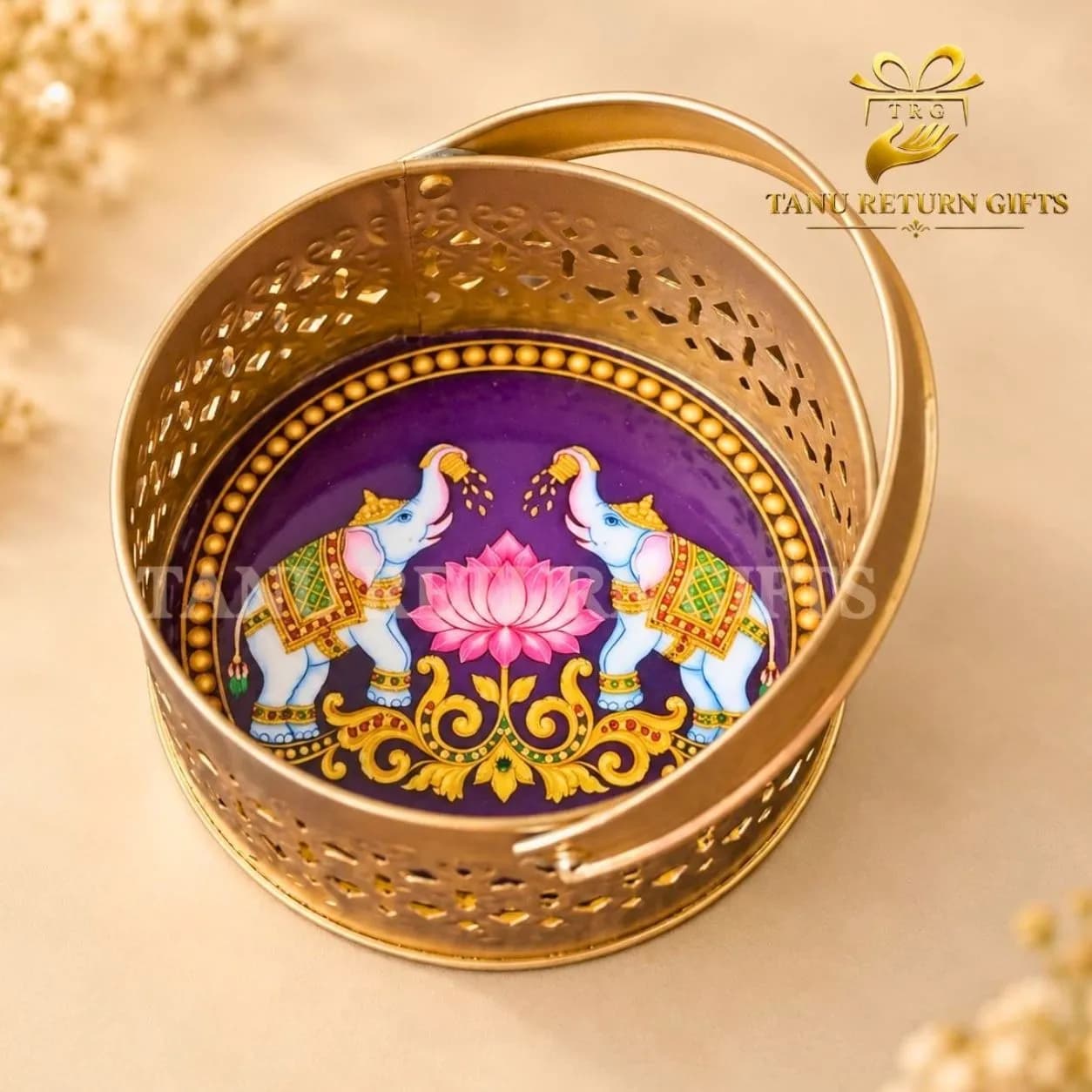 Golden Puja Basket - 6 Inch - Image 2
